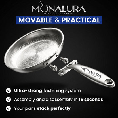 The Monalura pan with its removable handle and fastening system
