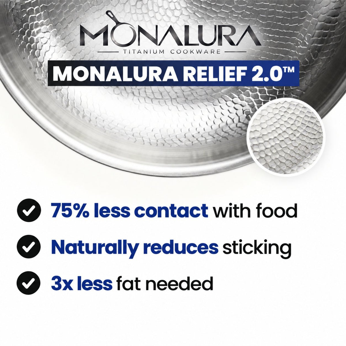 Monalura Relief 2.0 hammered titanium surface